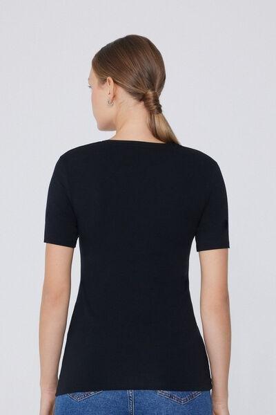 Black Crew-Neck T-Shirt, Black, large image number 2