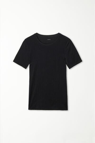 Tezenis - Black Crew-Neck Stretch-Cotton T-Shirt