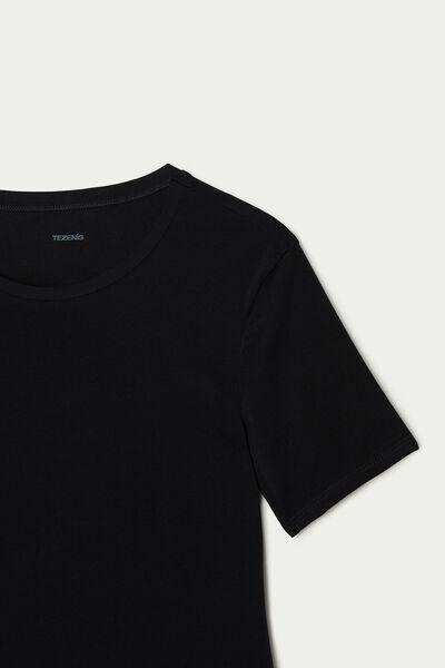 Black Crew-Neck T-Shirt, Black, large image number 7