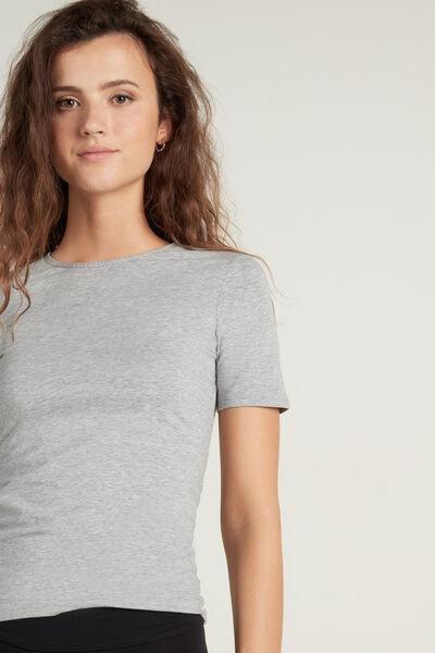 Grey Crew-Neck Stretch-Cotton T-Shirt, , large image number 0