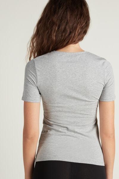 Grey Crew-Neck Stretch-Cotton T-Shirt, , large image number 2