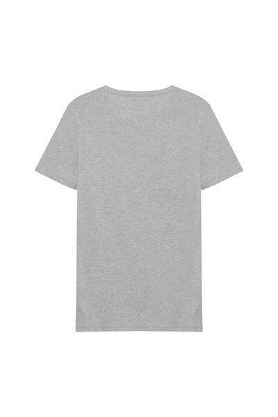 Grey Crew-Neck Stretch-Cotton T-Shirt, , large image number 4