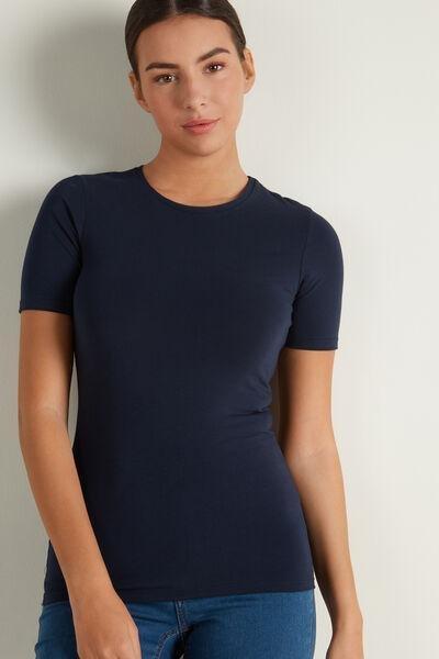 Tezenis - Blue Crew-Neck Stretch-Cotton T-Shirt