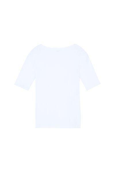 White Short-Sleeve Scoop-Neck Top In Cotton, Women, , large image number 5