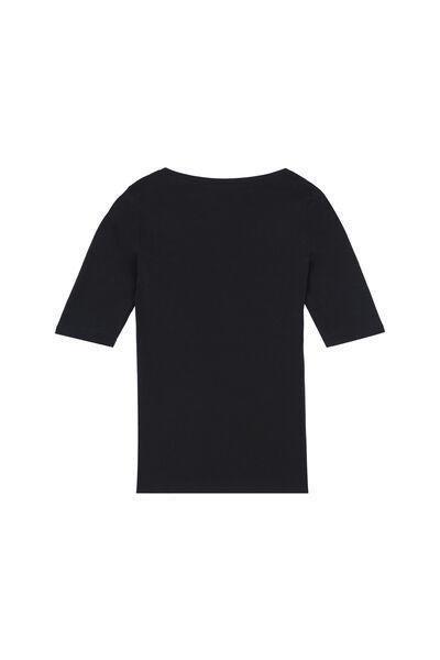 Black Short-Sleeve Scoop-Neck Top, , large image number 5