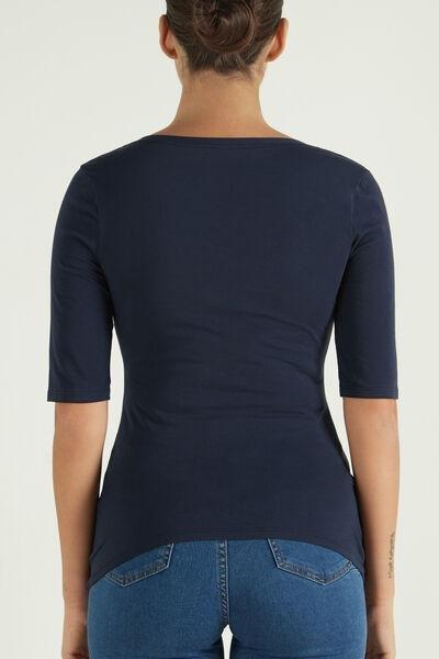 Blue Short-Sleeve Scoop-Neck Top, , large image number 2