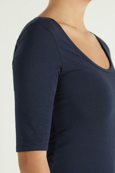 Blue Short-Sleeve Scoop-Neck Top, , large image number 3