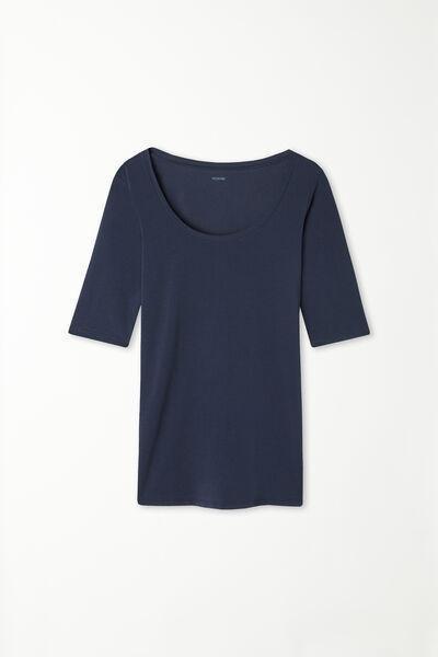 Blue Short-Sleeve Scoop-Neck Top, Absolute Blue, large image number 6