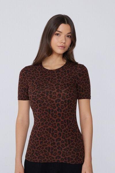 Brown Rounded Neck T-Shirt, , large image number 0