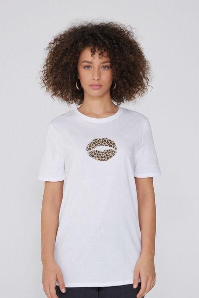 White Printed Cotton T-Shirt, , large image number 0