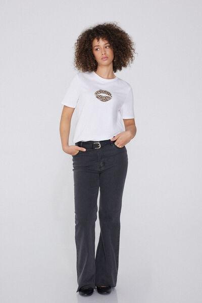 White Printed Cotton T-Shirt, , large image number 1