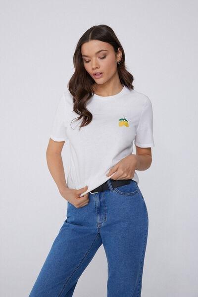 White Printed T-Shirt, , large image number 1