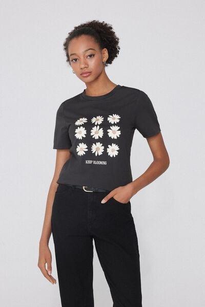 Black Printed T-Shirt, 5701_716Y, large image number 1