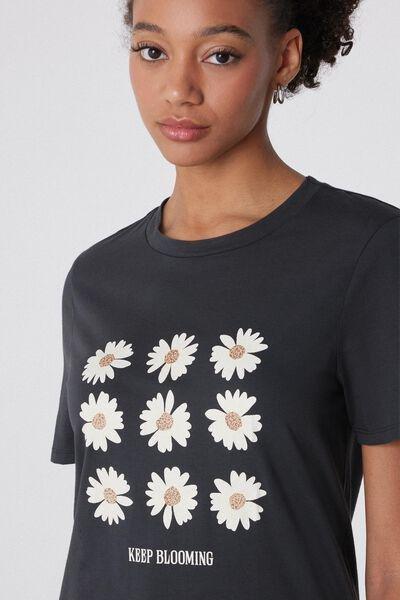 Black Printed T-Shirt, 5701_716Y, large image number 2