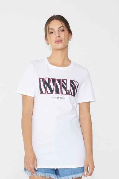 White Wild Printed Cotton T-Shirt, , large image number 0