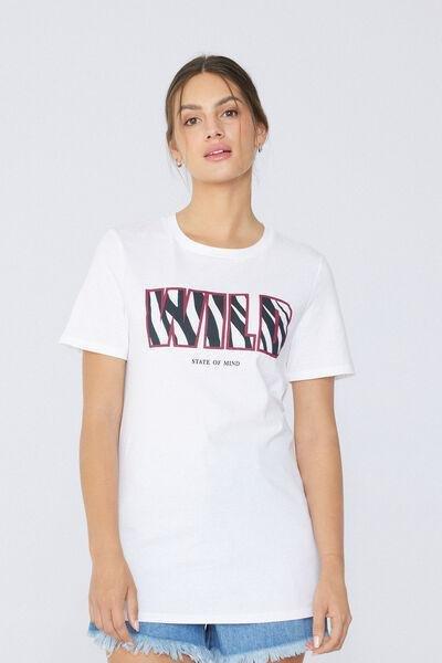 White Wild Printed Cotton T-Shirt, , large image number 0