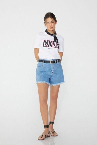 White Wild Printed Cotton T-Shirt, , large image number 1