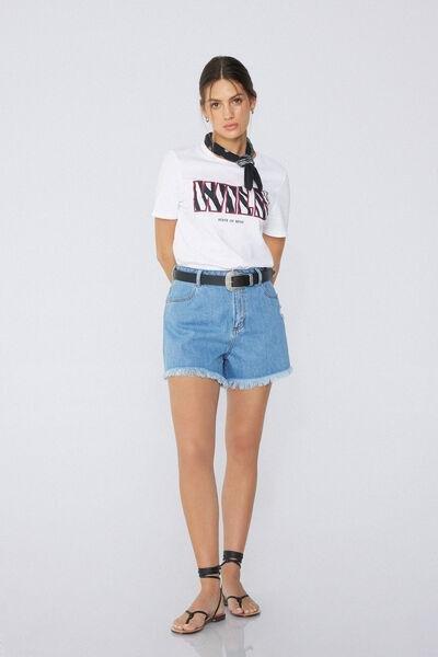 White Wild Printed Cotton T-Shirt, , large image number 1
