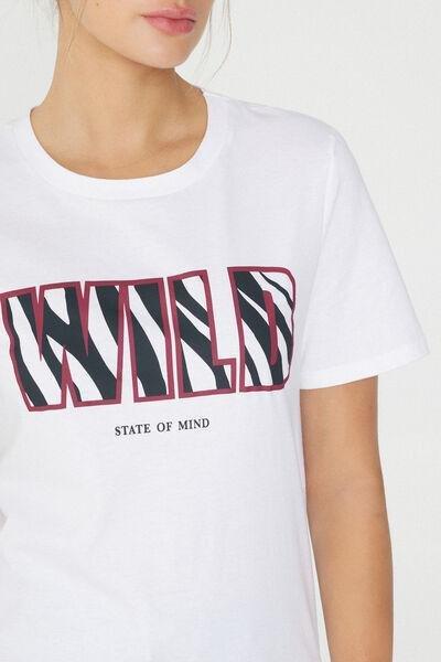 White Wild Printed Cotton T-Shirt, , large image number 3