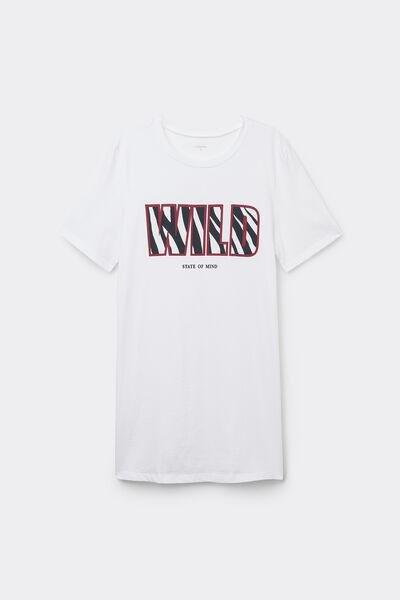White Wild Printed Cotton T-Shirt, , large image number 4