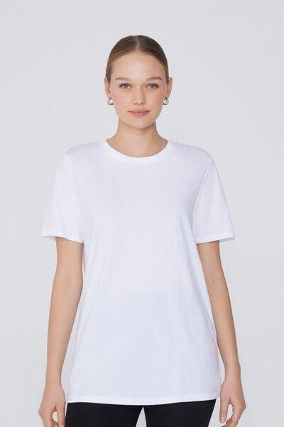 White Basic Jersey T-Shirt, White, medium