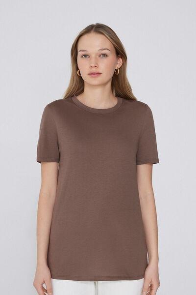 Brown Crew Neck T-Shirt, , large image number 0