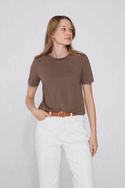 Brown Crew Neck T-Shirt, , large image number 1
