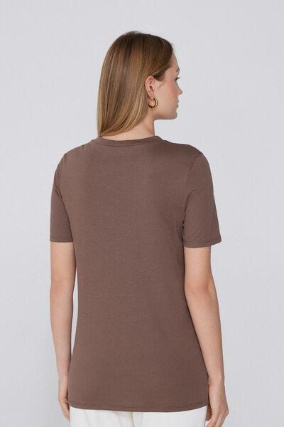 Brown Crew Neck T-Shirt, , large image number 2