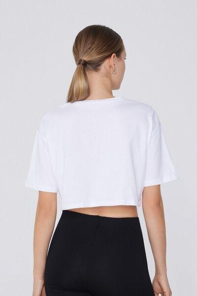 White Boxy Cropped T-Shirt, , large image number 2