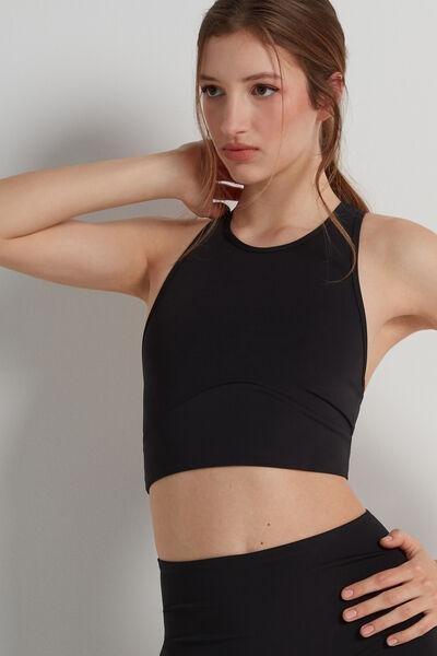 Tezenis - Black Sleeveless Microfiber Crop Top