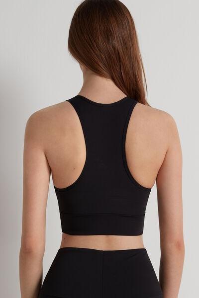 Tezenis - Black Sleeveless Microfiber Crop Top