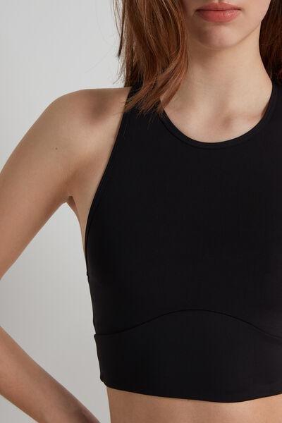 Tezenis - Black Sleeveless Microfiber Crop Top