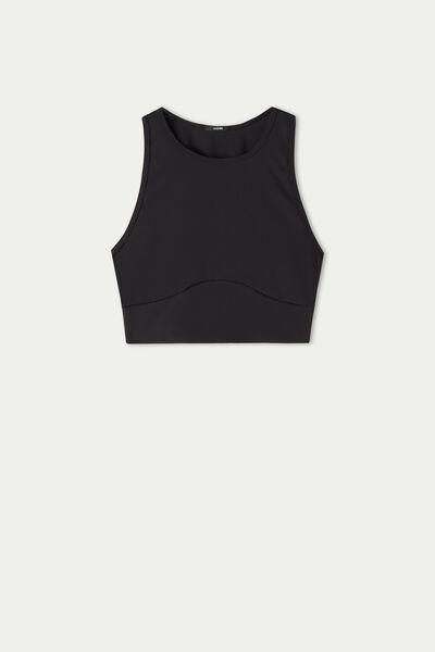 Tezenis - Black Sleeveless Microfiber Crop Top