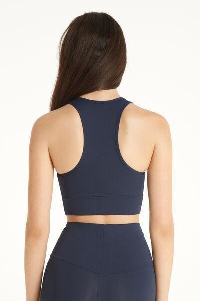 Navy Sleeveless Microfibre Crop Top, , large image number 2