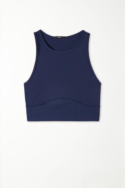 Navy Sleeveless Microfibre Crop Top, , large image number 4