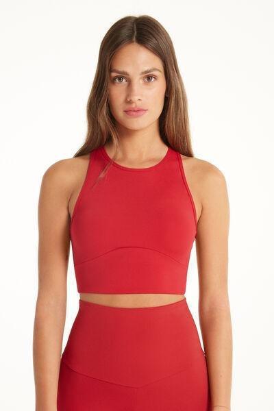 Red Sleeveless Microfibre Crop Top, , large image number 1