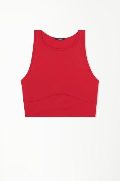 Red Sleeveless Microfibre Crop Top, , large image number 4