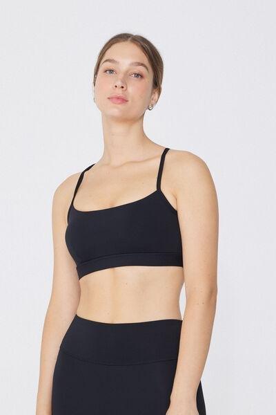 Black Padded Short Sport Top, , large image number 0