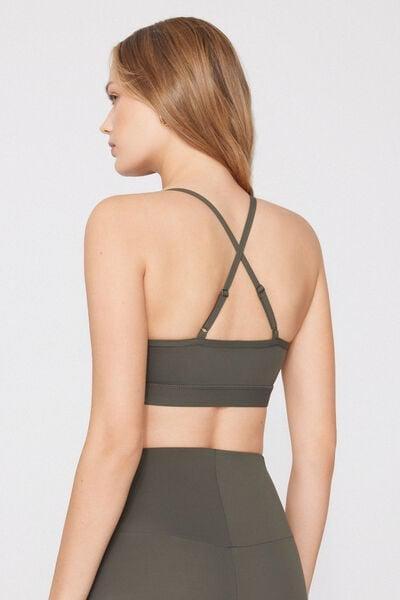 Green Spaghetti Shoulder Strap Padded Short Sport Top, 5701_226Z, large image number 2