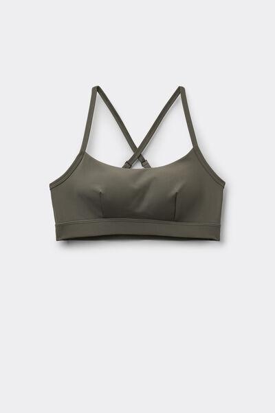 Green Spaghetti Shoulder Strap Padded Short Sport Top, 5701_226Z, large image number 4