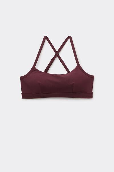 Brown Spaghetti Shoulder Strap Padded Short Sport Top, 5701_581Z, large image number 4