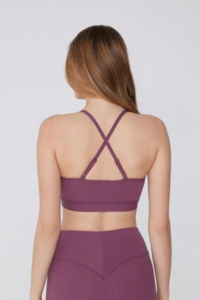 Burgundy Spaghetti Shoulder Strap Padded Short Sport Top, 5701_748Y, medium