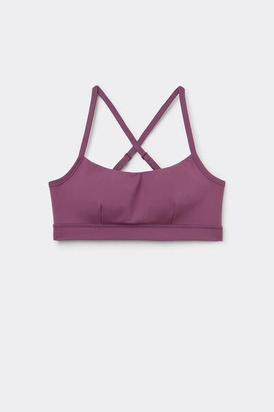 Burgundy Spaghetti Shoulder Strap Padded Short Sport Top, , large image number 4