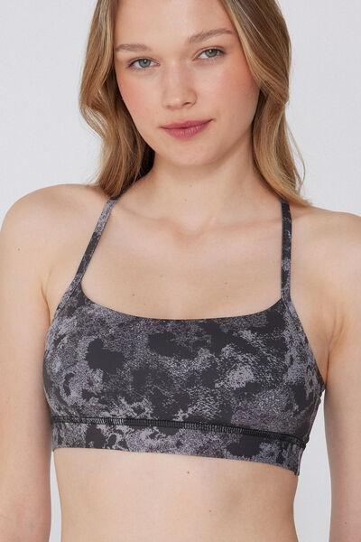Grey Spaghetti Shoulder Strap Padded Short Sport Top, , large image number 3