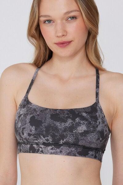 Grey Spaghetti Shoulder Strap Padded Short Sport Top, 5701_764Y, large image number 3