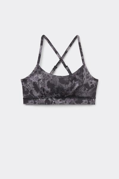 Grey Spaghetti Shoulder Strap Padded Short Sport Top, , large image number 4