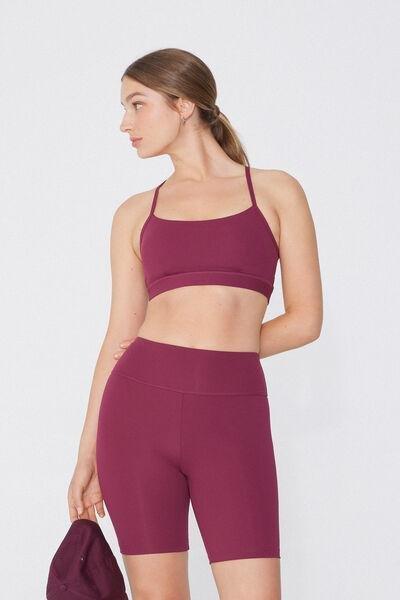 Burgundy Padded Short Sport Top, , large image number 1