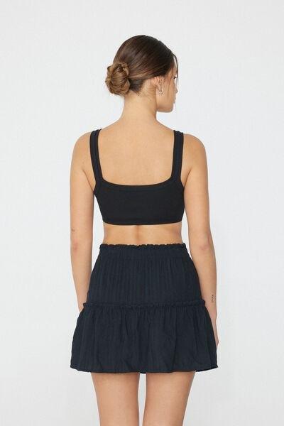 Black Ribbed Rhinestone Bralette, , large image number 2