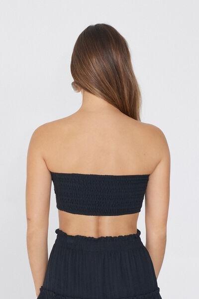 Black Super-Cropped Top With Canvas Knot, , large image number 2