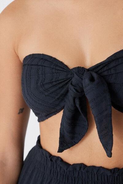 Black Super-Cropped Top With Canvas Knot, , large image number 3